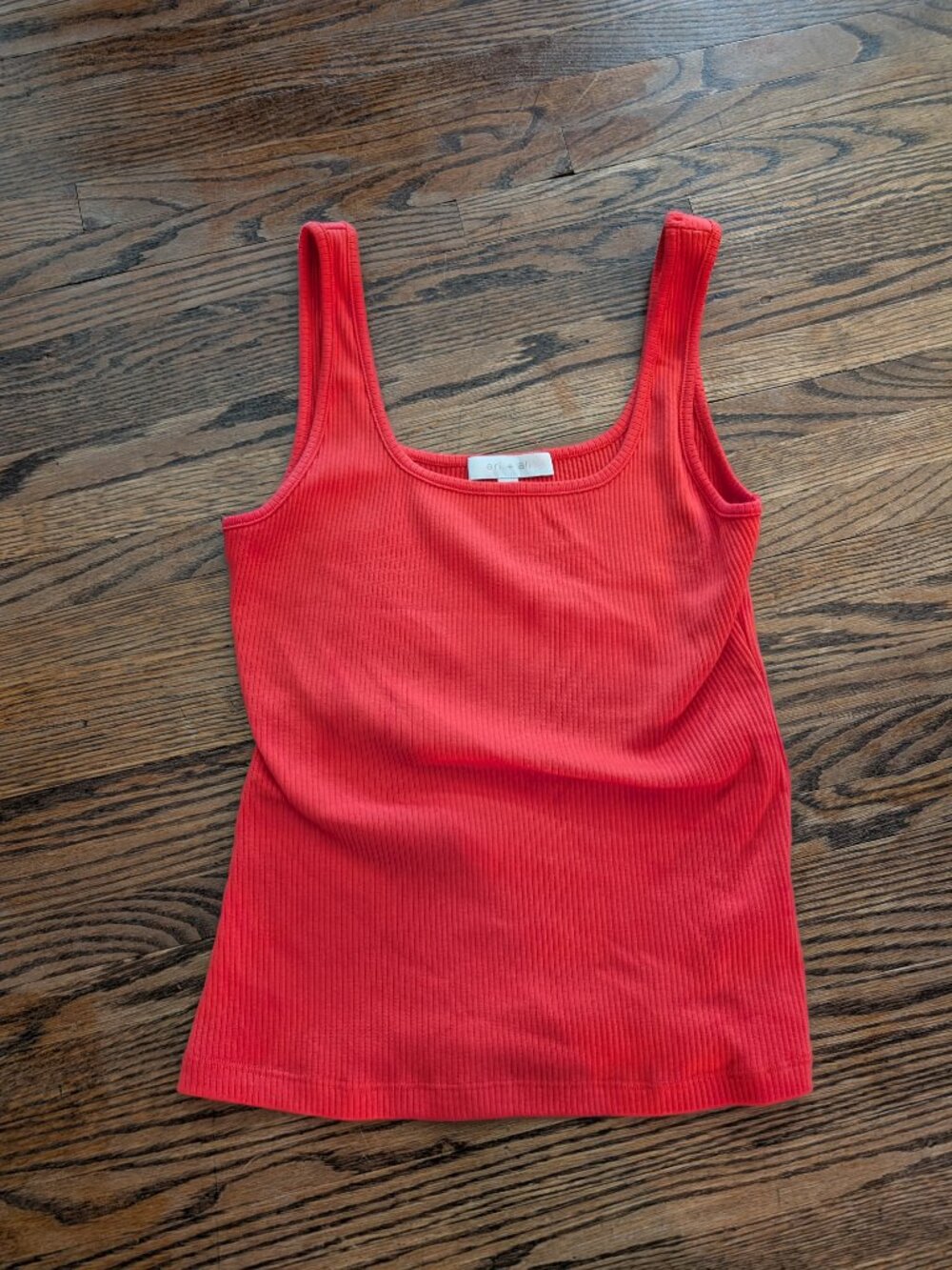 Eri + Ali Anthropologie Ribbed Tank Top Medium Coral Red Stretch Knit